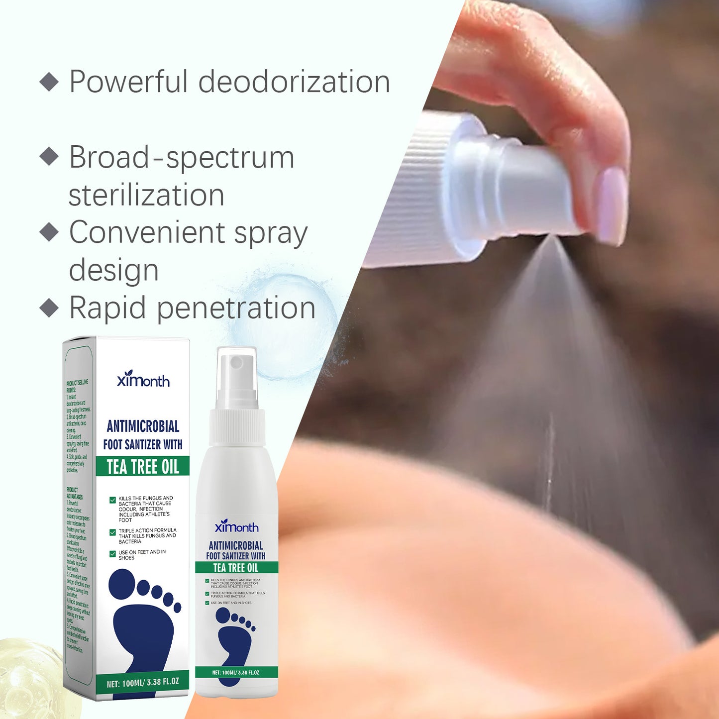 Ximonth Foot Care Agent Foot drying deodorizer Heel moisturizing deodorizer