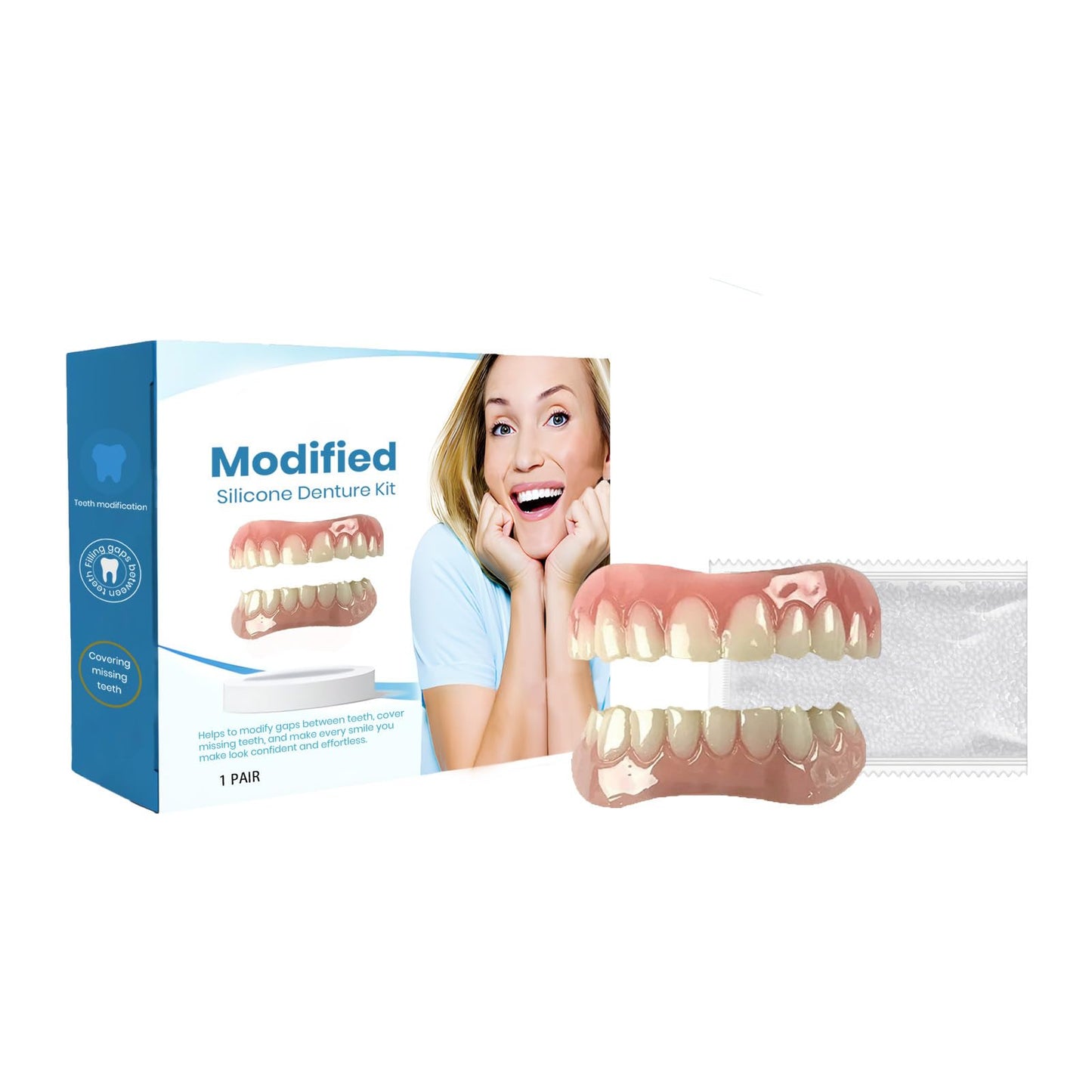 Silicone Denture Reline Kit for Men and Women Fake Teeth Natural Shade Soft Denture Reline Kit Make Teeth More Neat