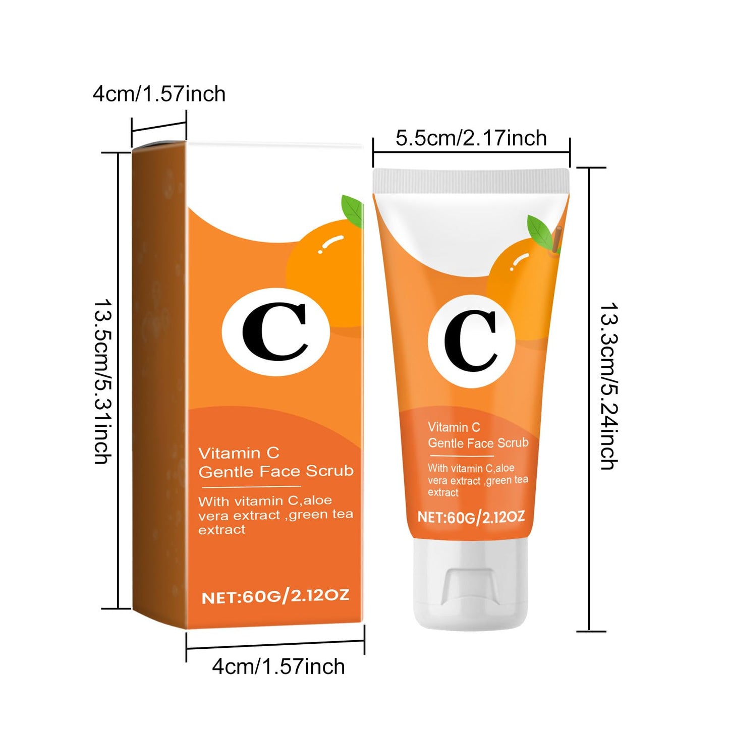 Vitamin C Gentle Face Scrub Exfoliating Face Wash for Blackheads, Pore Dirt & Dark Spots for All Skin Types - Softens & Smooths Skin with Vitamin C, Aloe Vera and Green Tea Extract