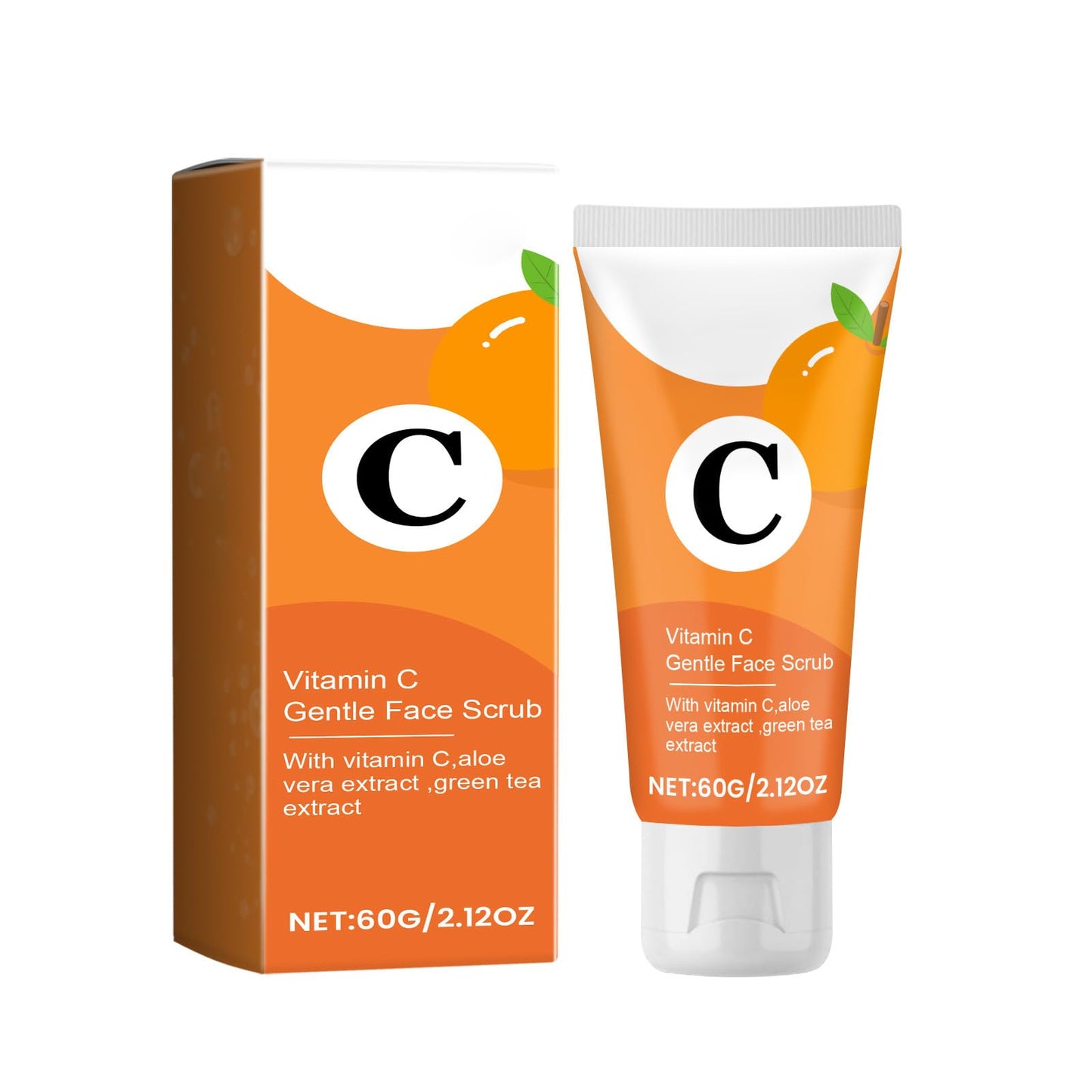 Vitamin C Gentle Face Scrub Exfoliating Face Wash for Blackheads, Pore Dirt & Dark Spots for All Skin Types - Softens & Smooths Skin with Vitamin C, Aloe Vera and Green Tea Extract