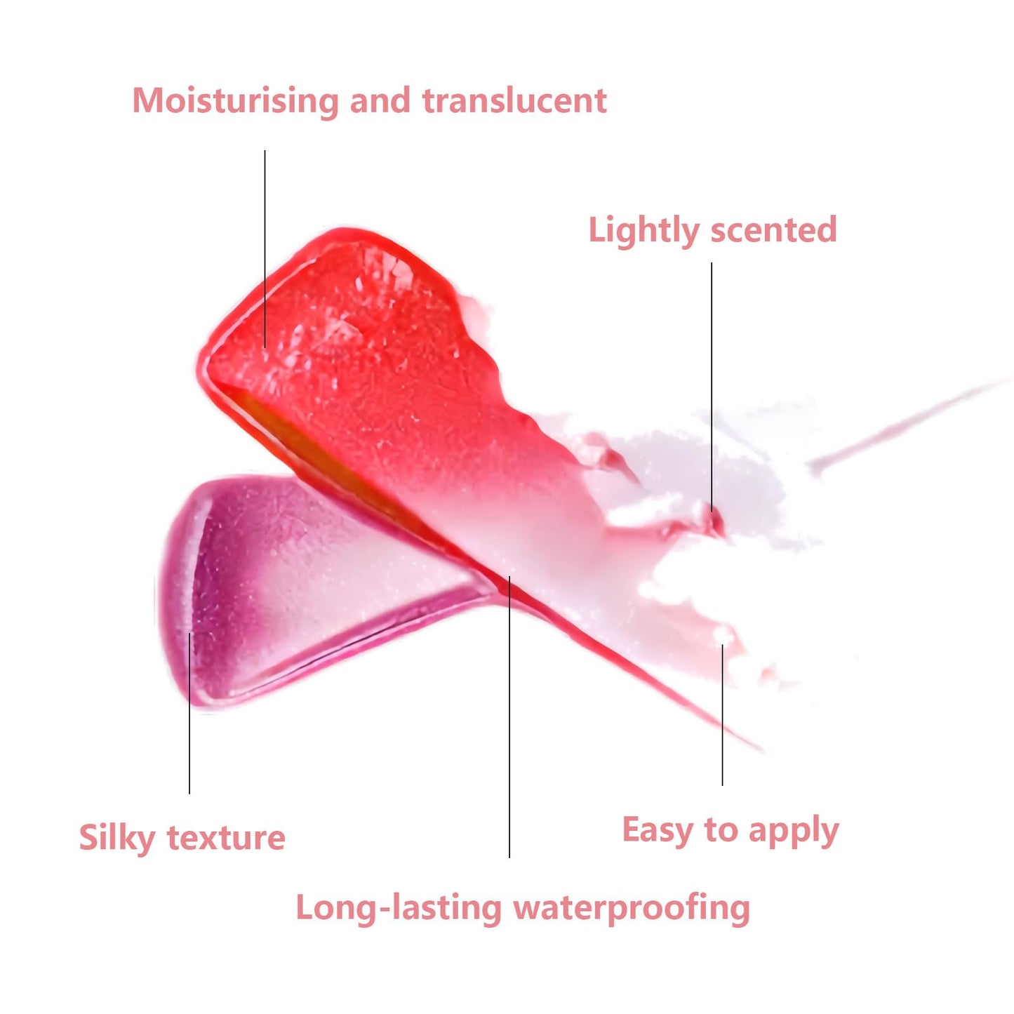 EELHOE 4 PCS Jelly Tint blush Stick, Multi-Use Cooling Water Jelly Tint, Moisturizing Natural Lip and Cheek Stain Stick, Clear Glossy Lip Gloss Waterproof, Longlasting, Non-Stick, Vivid Color (4PCS)