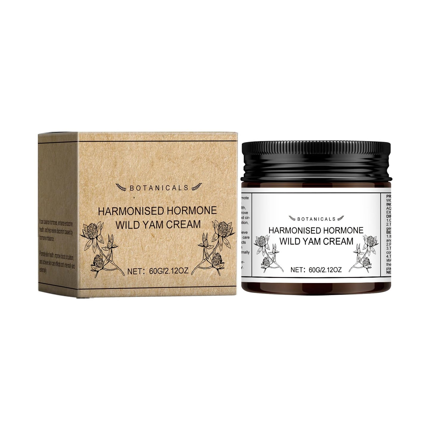 Wild Yam Cream, Organic Wild Yam Cream for Balancing Hormones for Women, Skin Regeneration, Mood Balance, Improve Sleep, PMS and Menopause Symptoms Relief(60g/2oz)