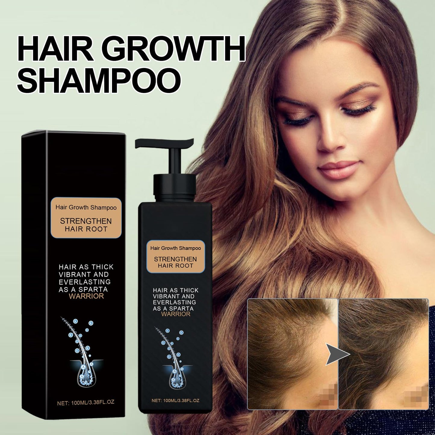 Spartan Root Activator Shampoo Hair Growth Shampoo for Men & Women, Natural Formula for Thicker, Stronger, and Healthier Hair - Nourishing Repairing for Hair Loss & Scalp Health
