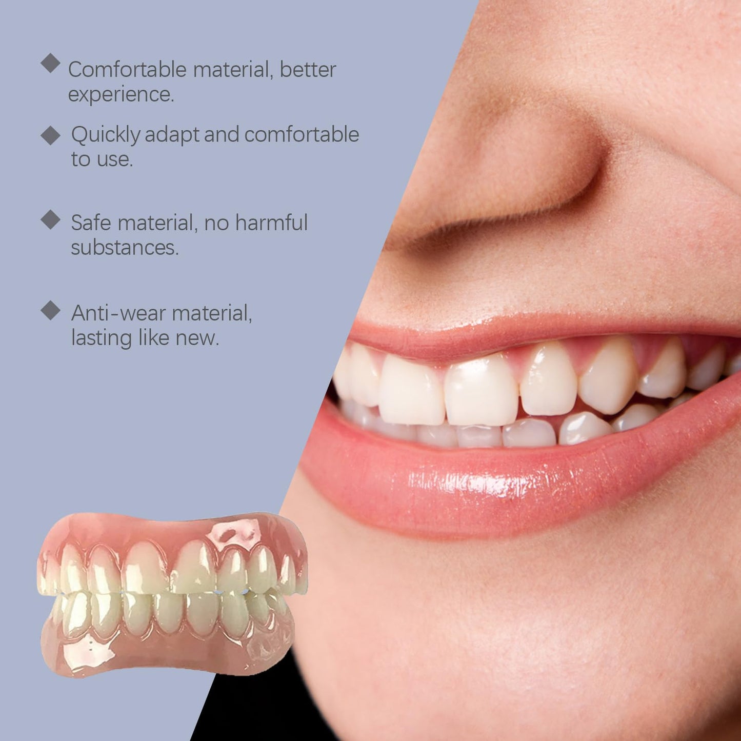 Silicone Denture Reline Kit for Men and Women Upper and Lower Matching Set Fake Teeth Natural Shade Soft Denture Reline Kit Make Teeth More Neat