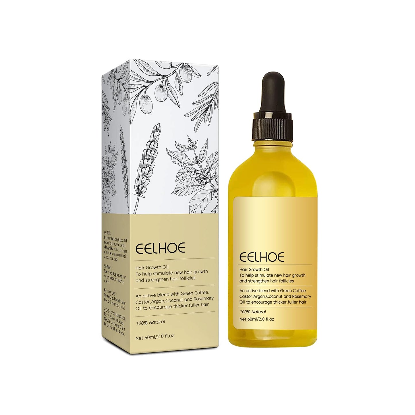 EELHOE Hair Growth Oil, Veganic Natural Hair Growth Oil, Veganic Rosemary Oil for Dry Damaged and Thin Hair, 2 Fl Oz