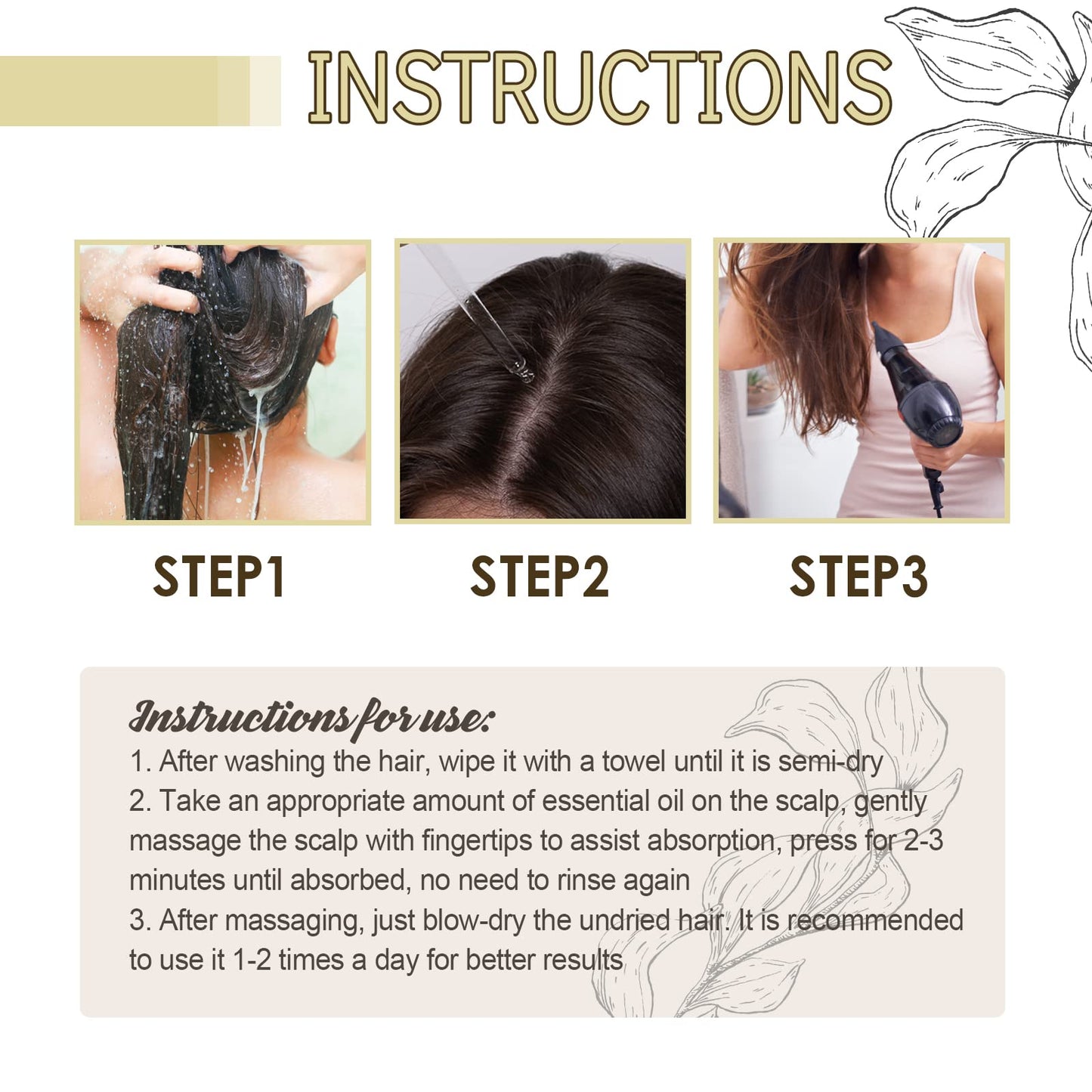 EELHOE Hair Growth Oil, Veganic Natural Hair Growth Oil, Veganic Rosemary Oil for Dry Damaged and Thin Hair, 2 Fl Oz