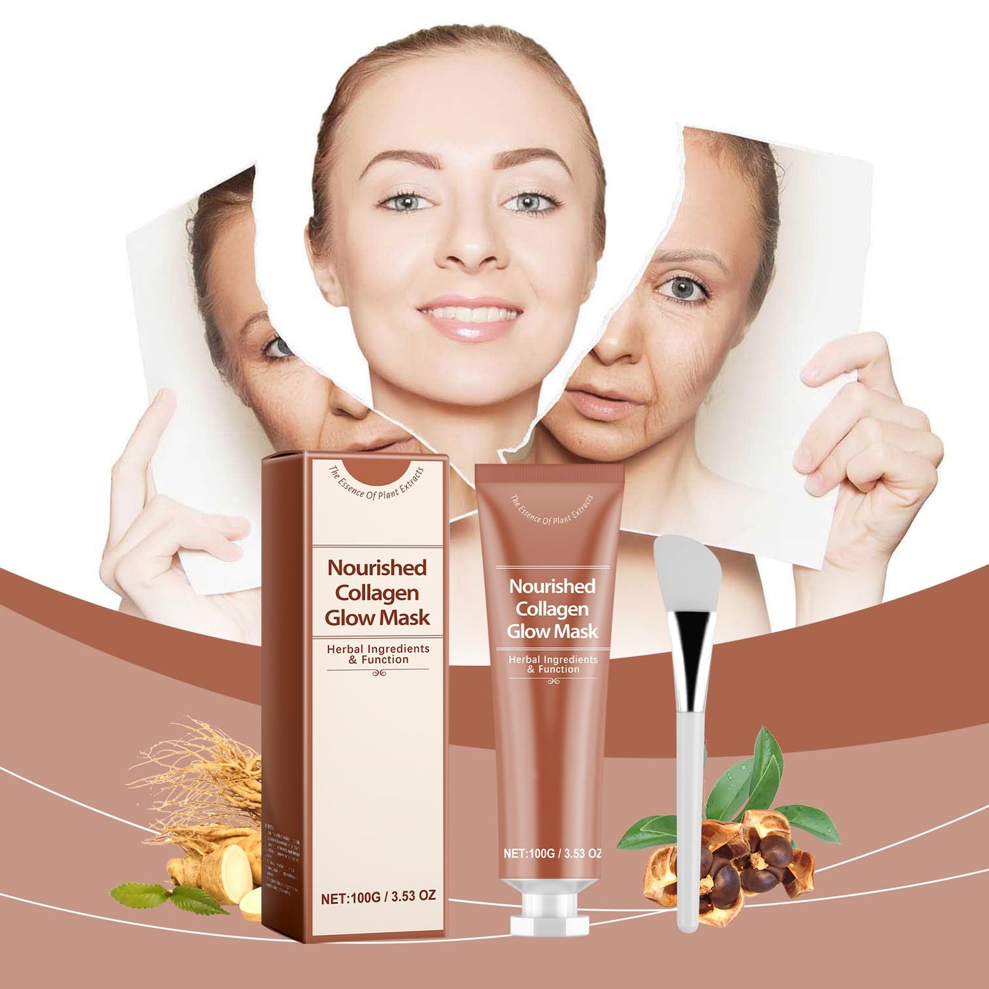 Collagen Glow Mask, Nourishing Collagen Peel off Mask Overnight, Collagen Peeling and Tearing Facial Mask for Women