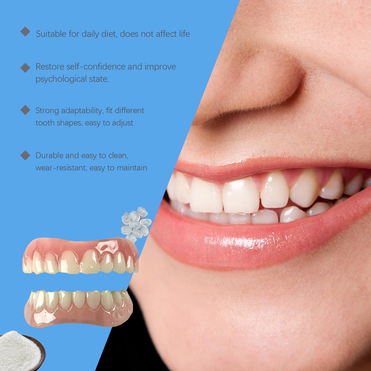 Silicone Denture Reline Kit for Men and Women Fake Teeth Natural Shade Soft Denture Reline Kit Make Teeth More Neat