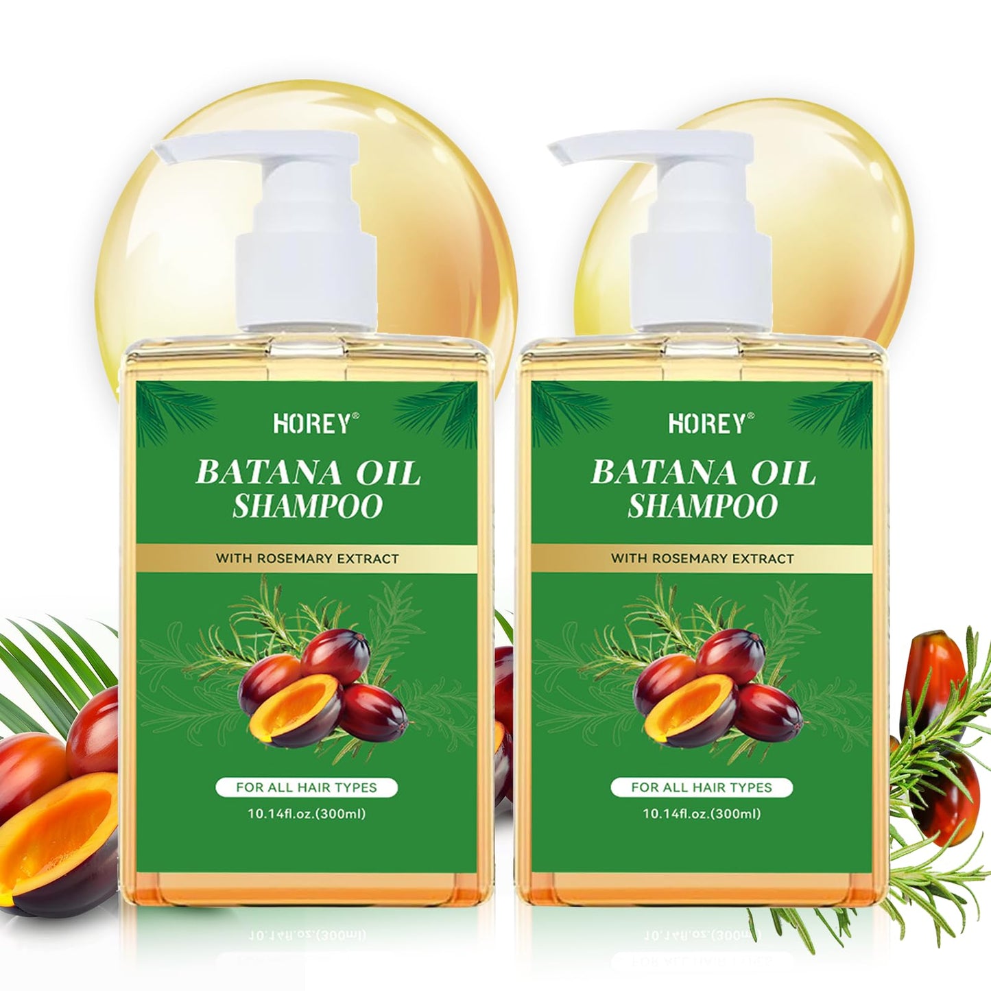 Batana Oil Shampoo with Rosemary Extract, Hair Growth Shampoo Batana Oil & Rosemary Formula for Men Women Hair Nourishing & Regenerating, 10.14 Fl.Oz / 2 Pack