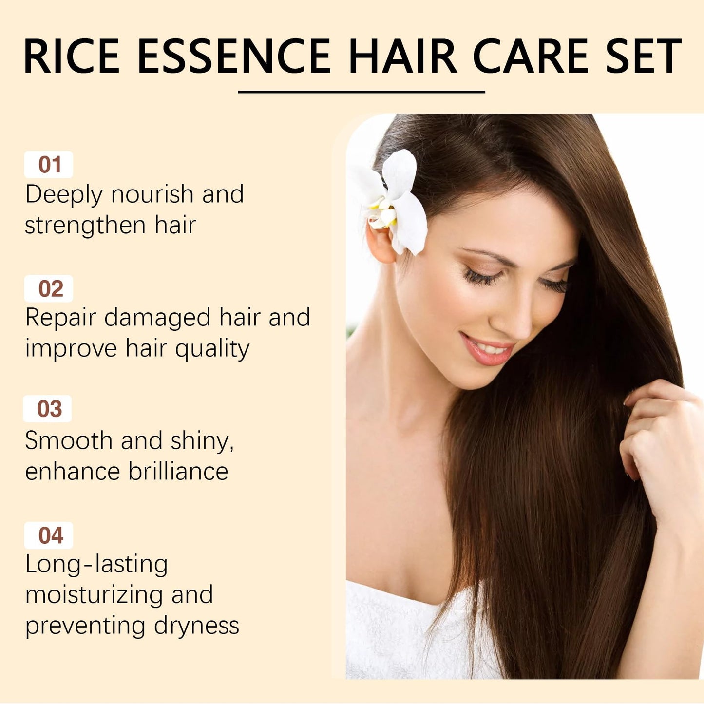 Rice Water Shampoo and Conditioner Hair Growth Shampoo Nourishing Hair Care Combo Set Strengthen Fuller Hair Anti Dryness and Damage for Women Men Thinning Fine Hair