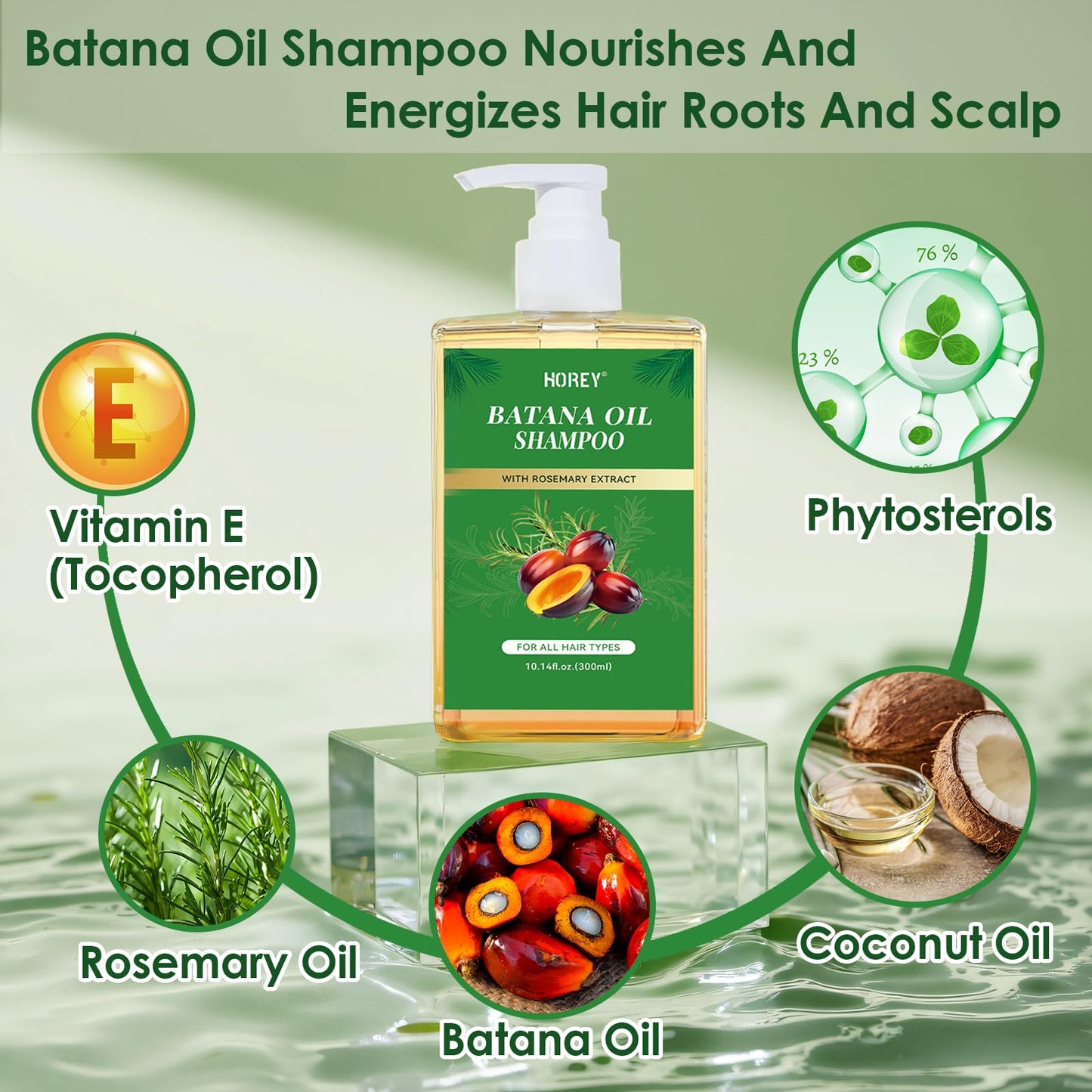 Batana Oil Shampoo with Rosemary Extract, Hair Growth Shampoo Batana Oil & Rosemary Formula for Men Women Hair Nourishing & Regenerating, 10.14 Fl.Oz / 2 Pack