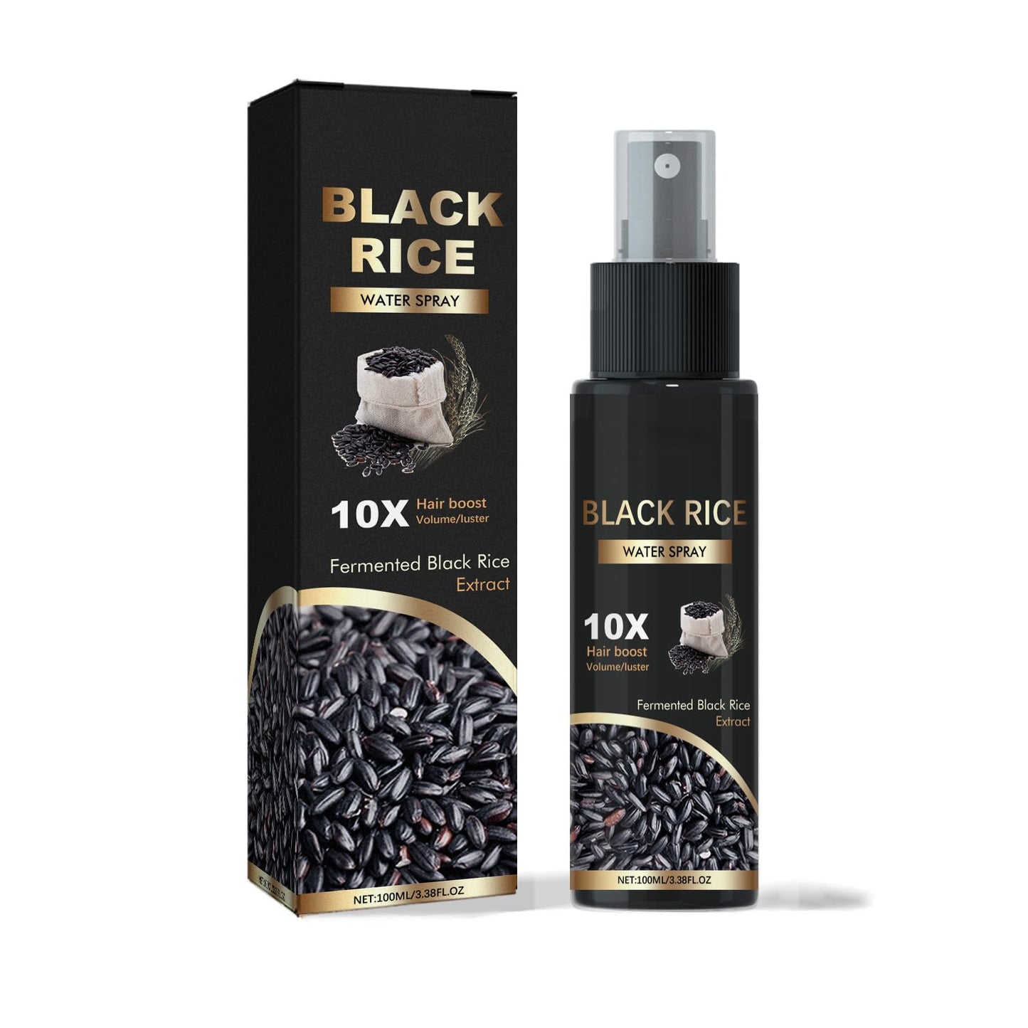 Hair Growth Spray, Black Rice Water for Hair Growth Serum - Leave-In Spray for Men & Women, Effective for Hair Loss, Damaged Dry Hair, Hair Regrowth for Thicker Longer Fuller Hair 3.38 fl oz
