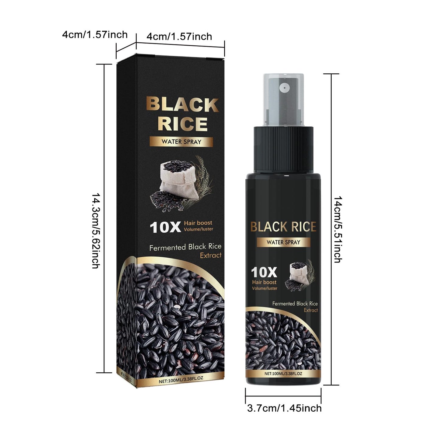 Hair Growth Spray, Black Rice Water for Hair Growth Serum - Leave-In Spray for Men & Women, Effective for Hair Loss, Damaged Dry Hair, Hair Regrowth for Thicker Longer Fuller Hair 3.38 fl oz