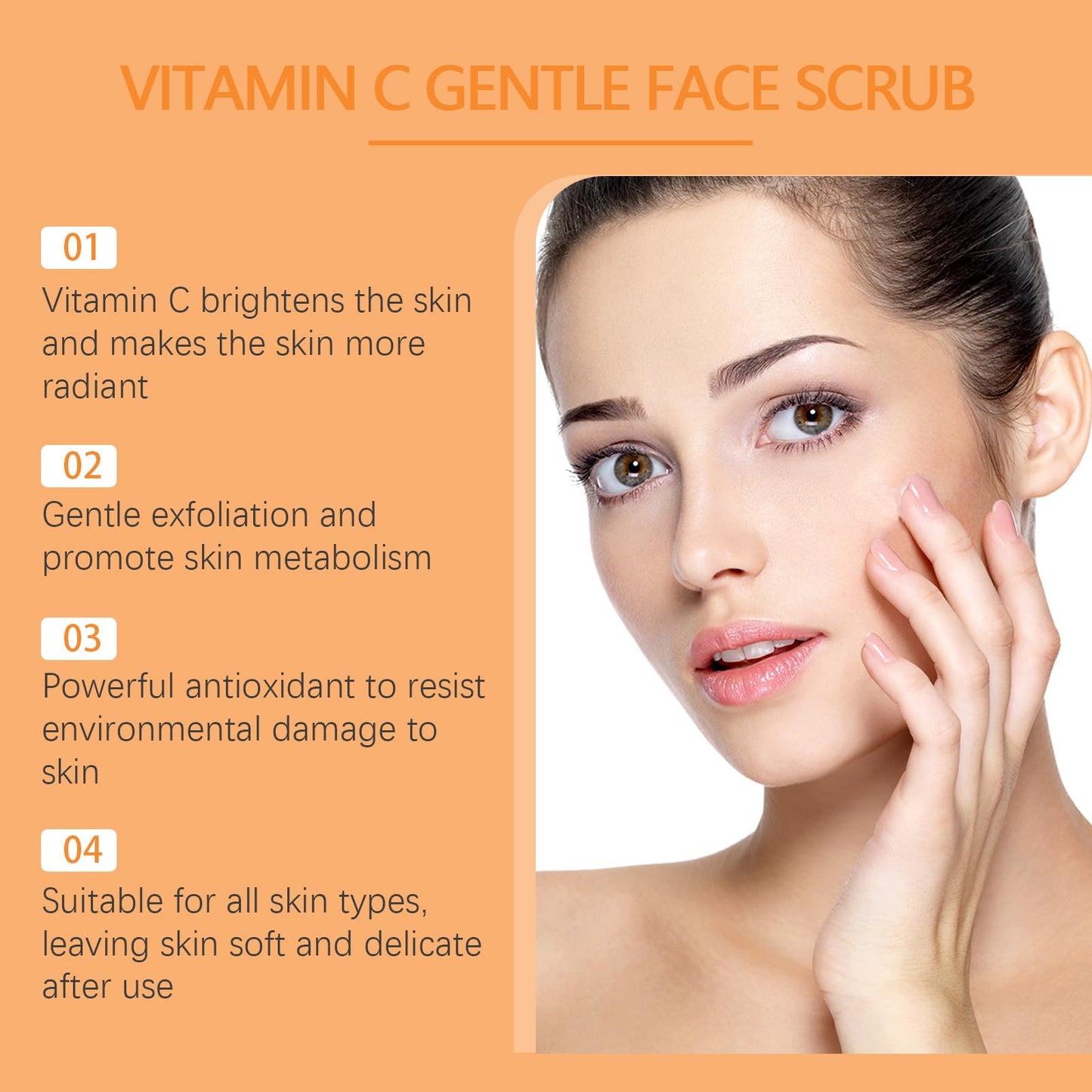 Vitamin C Gentle Face Scrub Exfoliating Face Wash for Blackheads, Pore Dirt & Dark Spots for All Skin Types - Softens & Smooths Skin with Vitamin C, Aloe Vera and Green Tea Extract