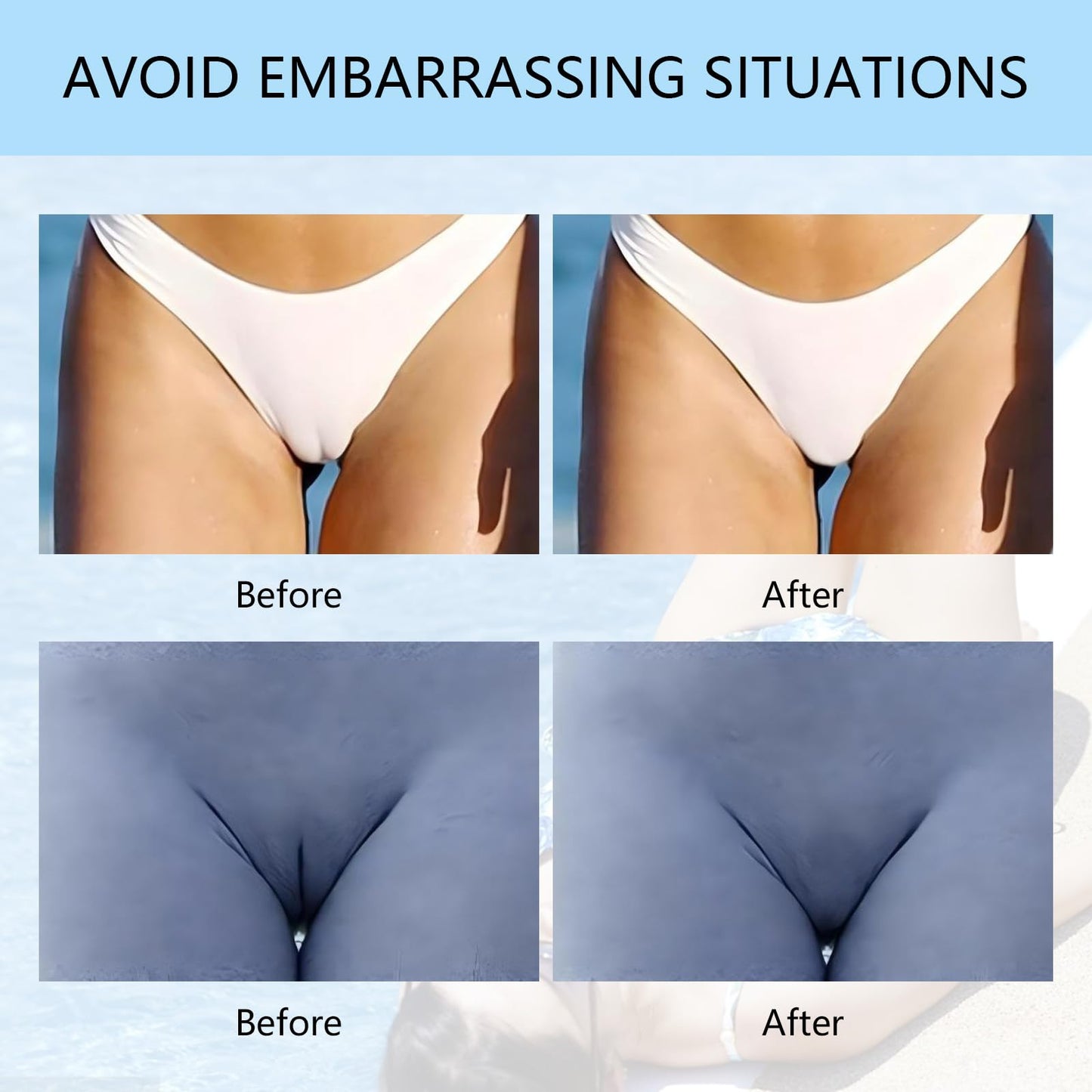 Camel Toe Concealer 2 Pack- Reusable Invisible Adhesive Silicone for Women Leggings Swimwear Activewear