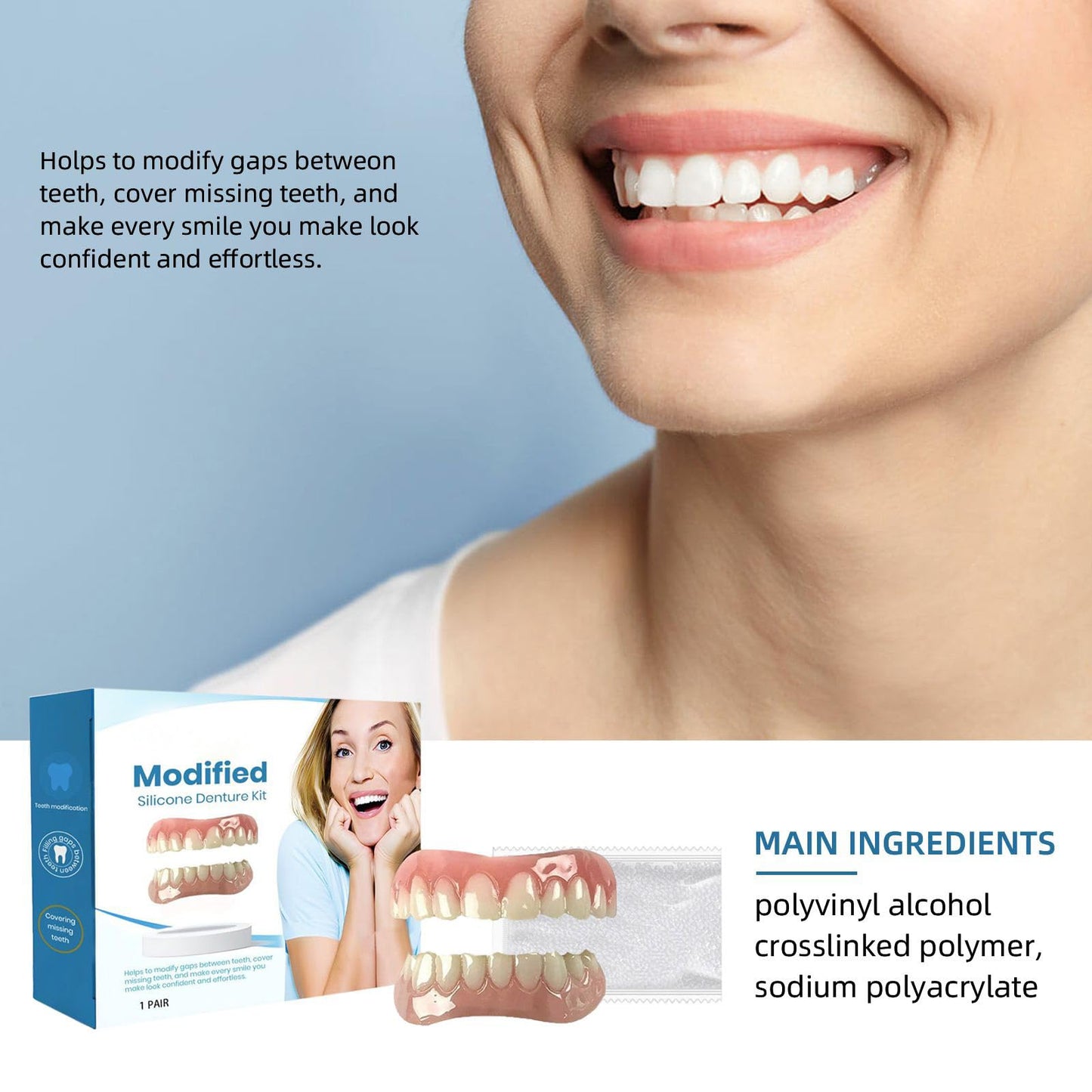 Silicone Denture Reline Kit for Men and Women Fake Teeth Natural Shade Soft Denture Reline Kit Make Teeth More Neat