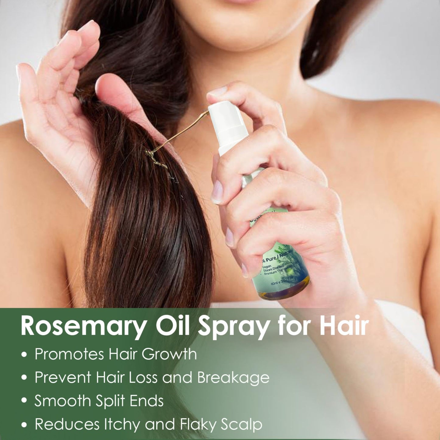 Horey Rosemary Oil for Hair Growth Spray Natural Organic Rosemary and Castor Oil for Scalp & Hair Strengthening Effective for Women Men Hair Loss, 2.02 fl oz