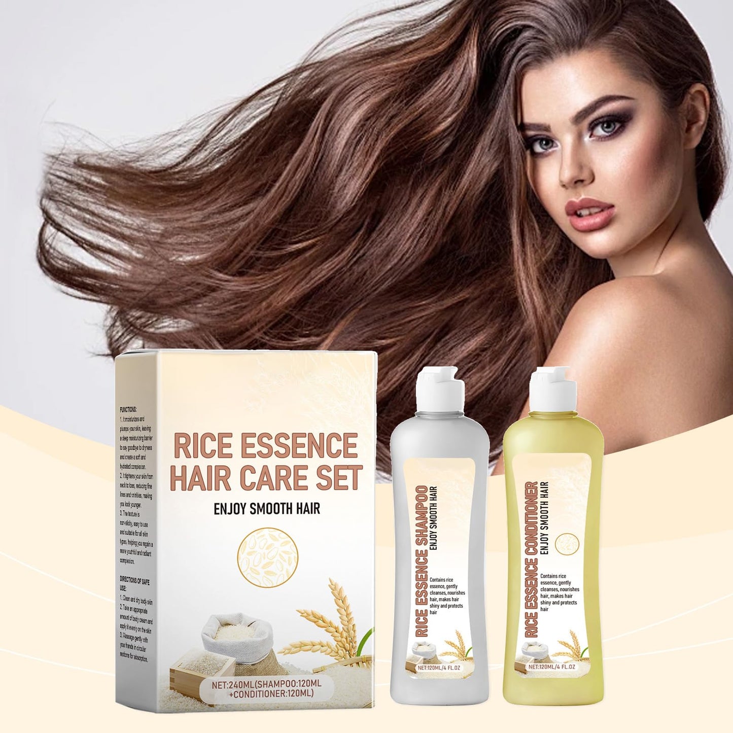Rice Water Shampoo and Conditioner Hair Growth Shampoo Nourishing Hair Care Combo Set Strengthen Fuller Hair Anti Dryness and Damage for Women Men Thinning Fine Hair