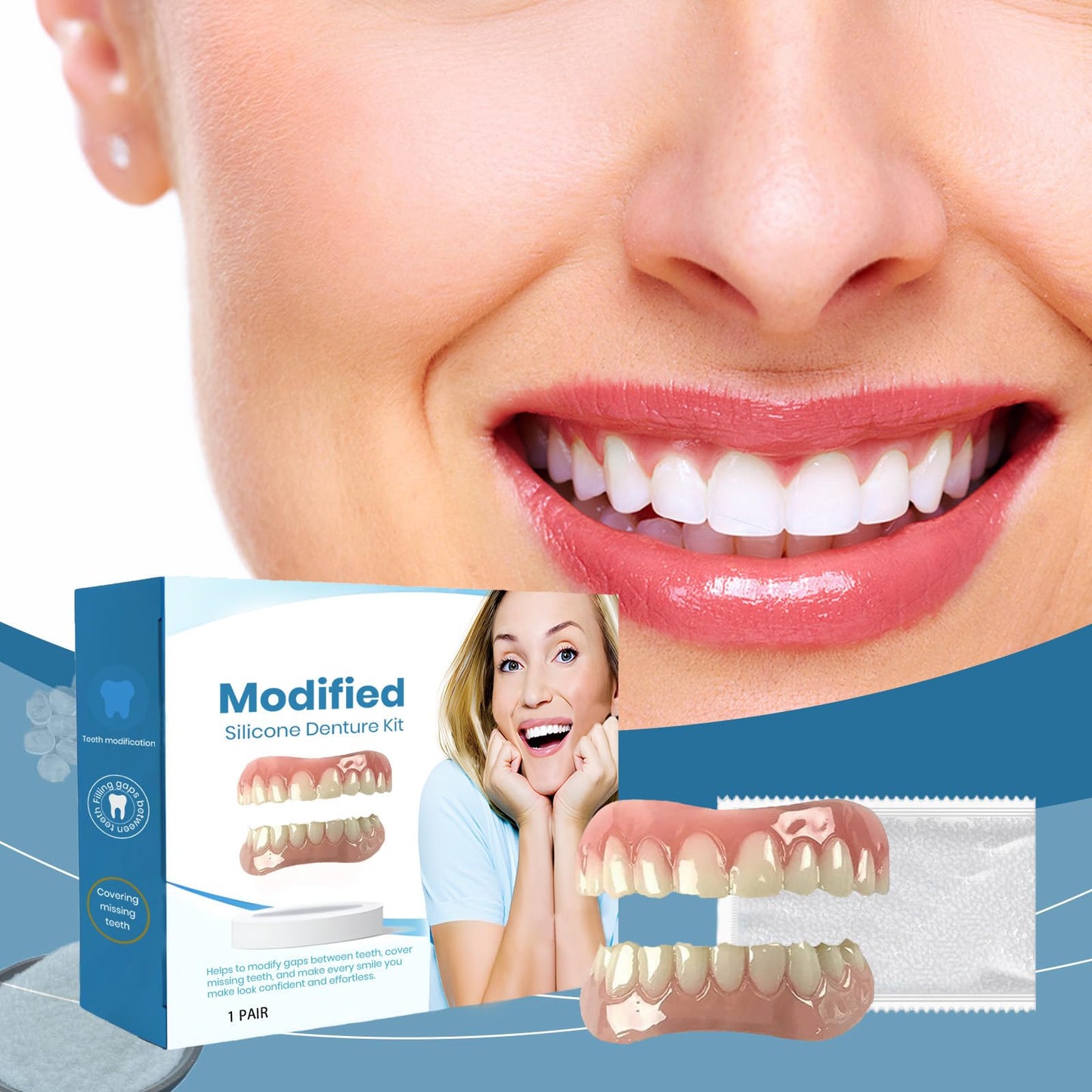 Silicone Denture Reline Kit for Men and Women Fake Teeth Natural Shade Soft Denture Reline Kit Make Teeth More Neat
