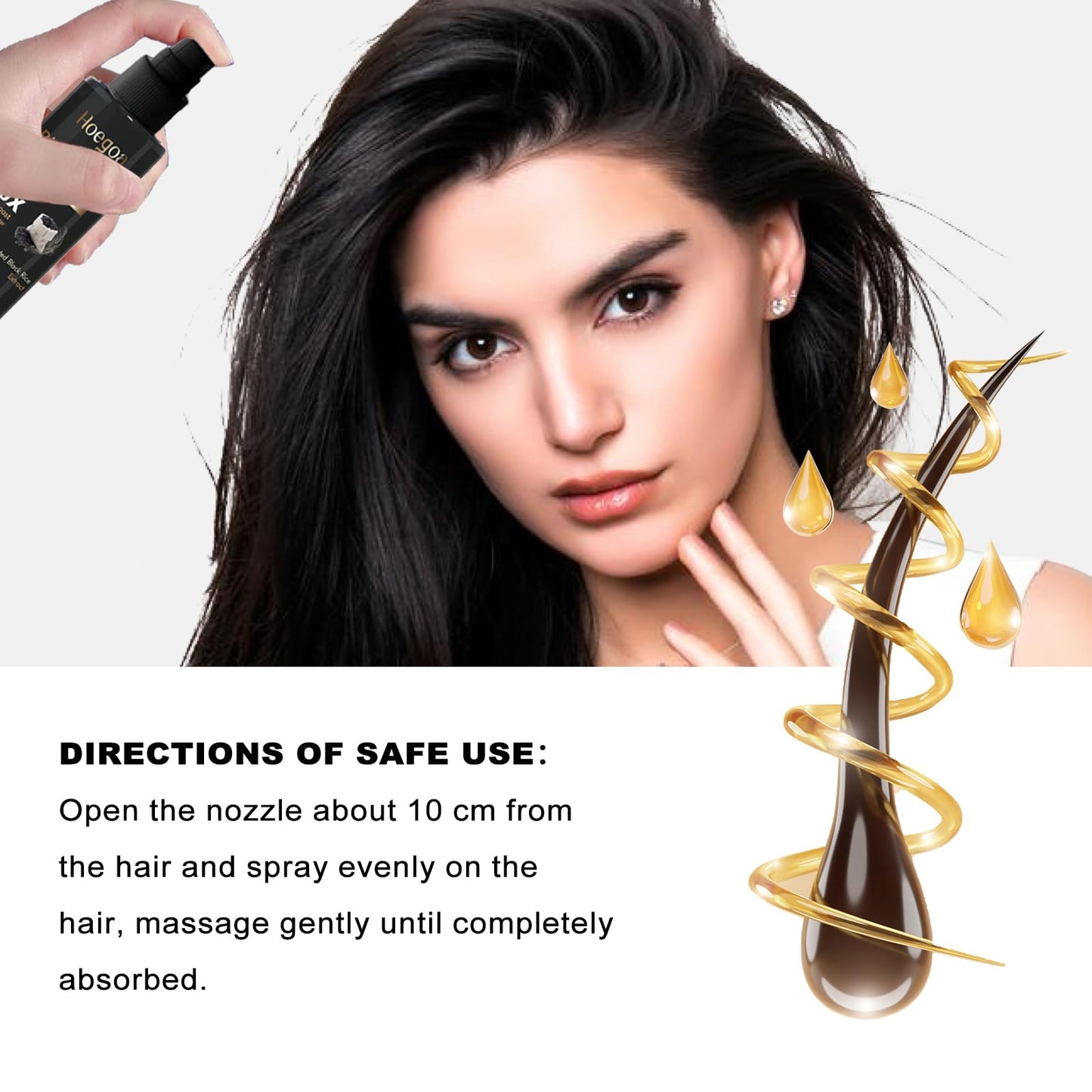 Hair Growth Spray, Black Rice Water for Hair Growth Serum - Leave-In Spray for Men & Women, Effective for Hair Loss, Damaged Dry Hair, Hair Regrowth for Thicker Longer Fuller Hair 3.38 fl oz
