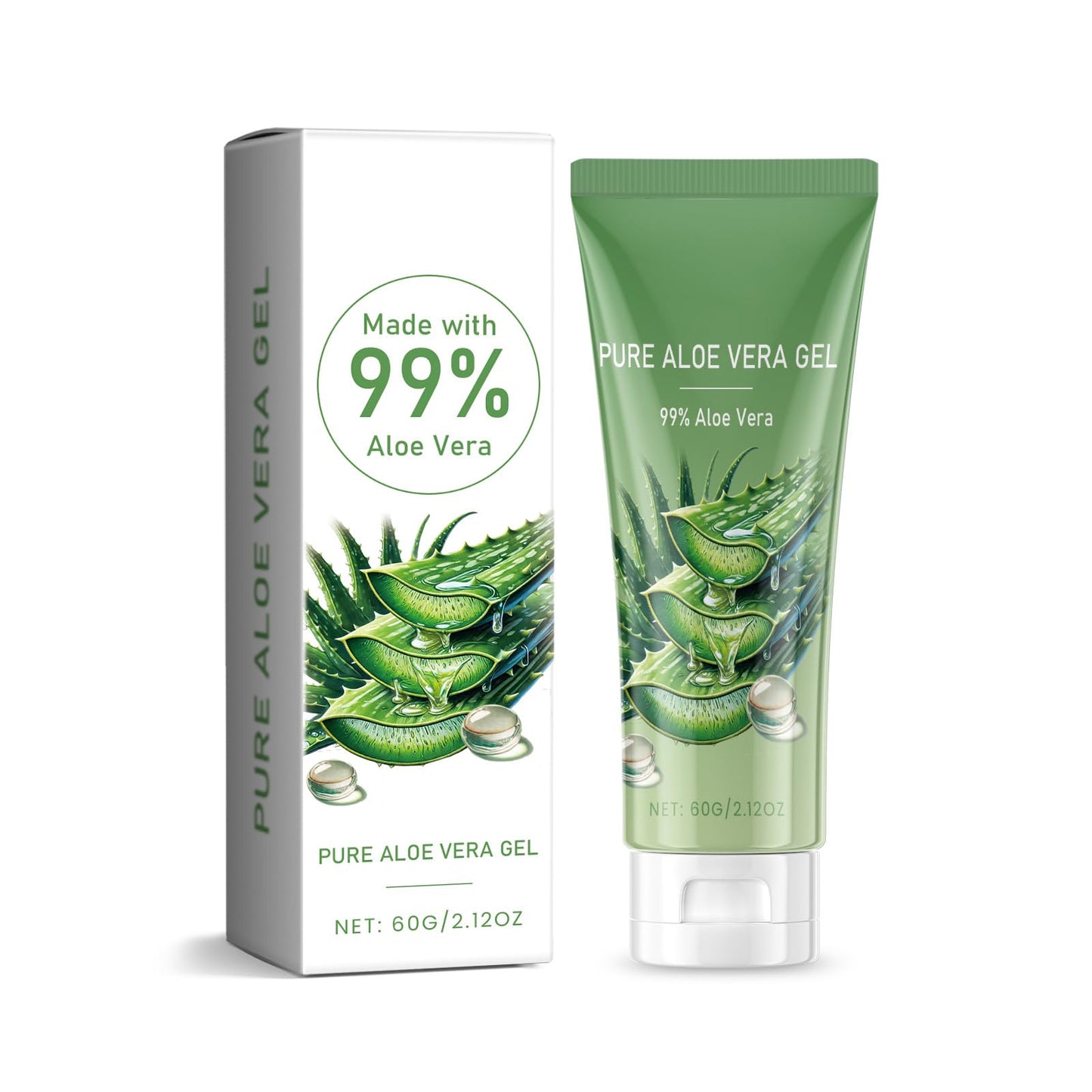 Pure Aloe Vera Gel for Face Organic 99% Aloe Vera Gel for for Sunburn Relief Soothing Skincare Natural Hydrating Pure Aloe Vera Gel for Skin and Scalp - 2oz