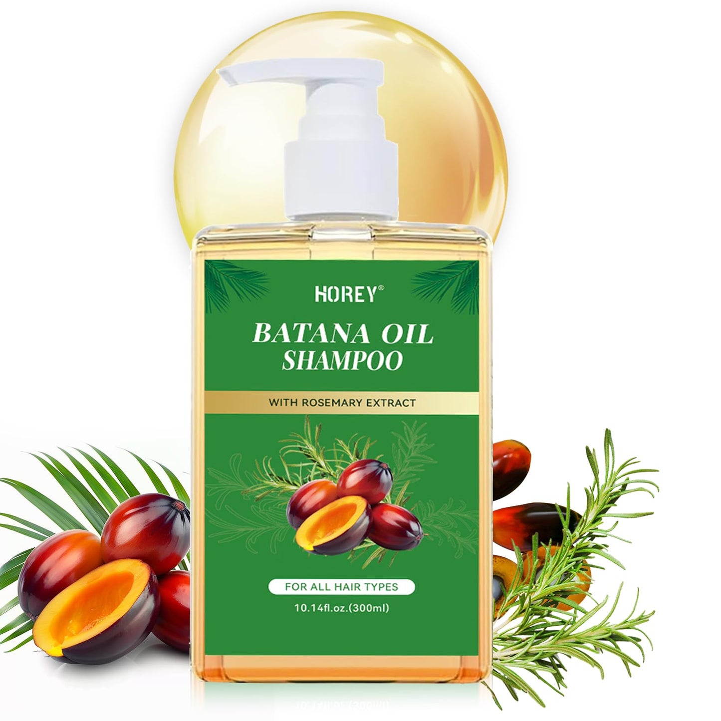 Batana Oil Shampoo, Batana Shampoo with Rosemary Extract, Hair Growth Batana Oil & Rosemary Formula for Men Women Hair Nourishing & Regenerating, 300ml/10.14 Fl.Oz