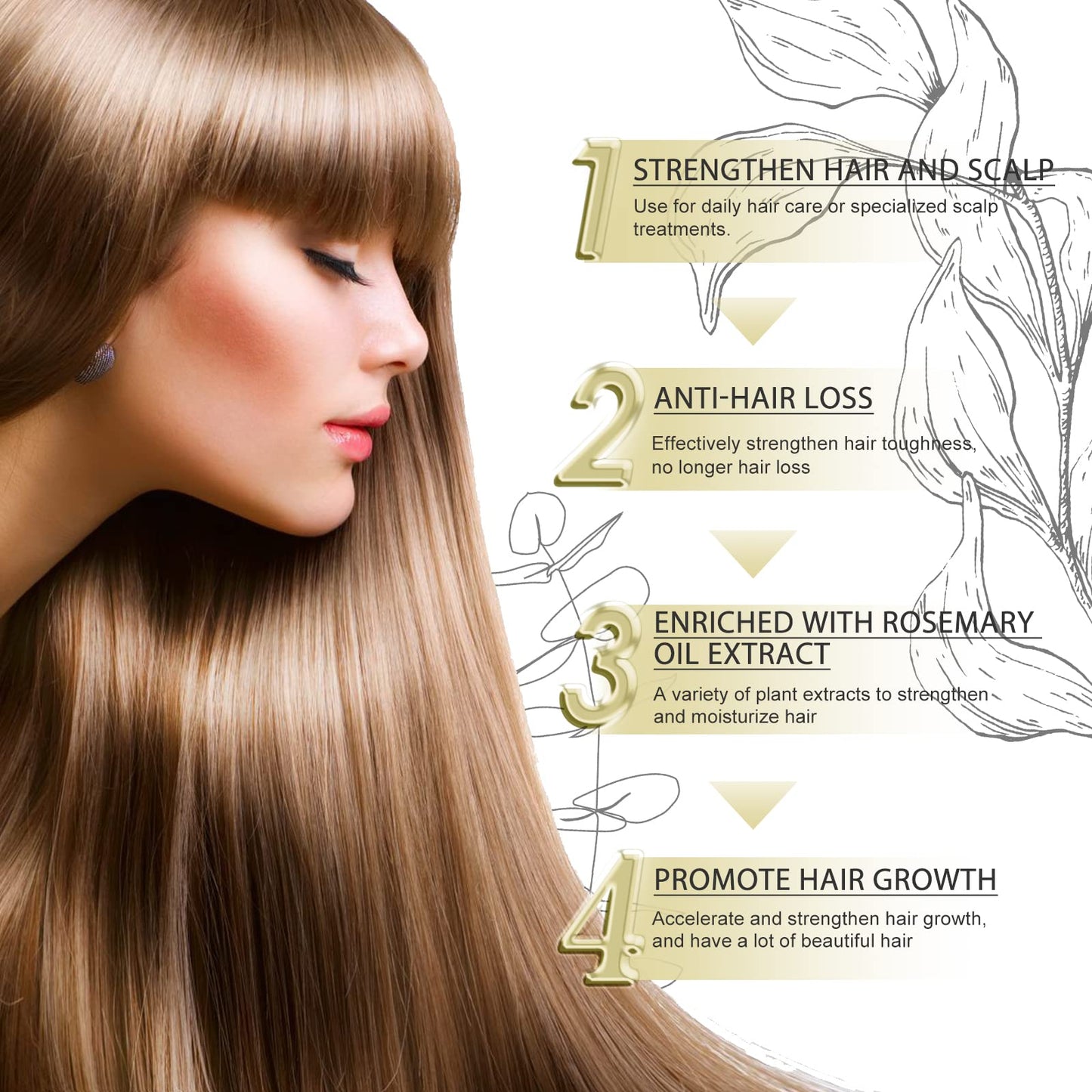 EELHOE Hair Growth Oil, Veganic Natural Hair Growth Oil, Veganic Rosemary Oil for Dry Damaged and Thin Hair, 2 Fl Oz