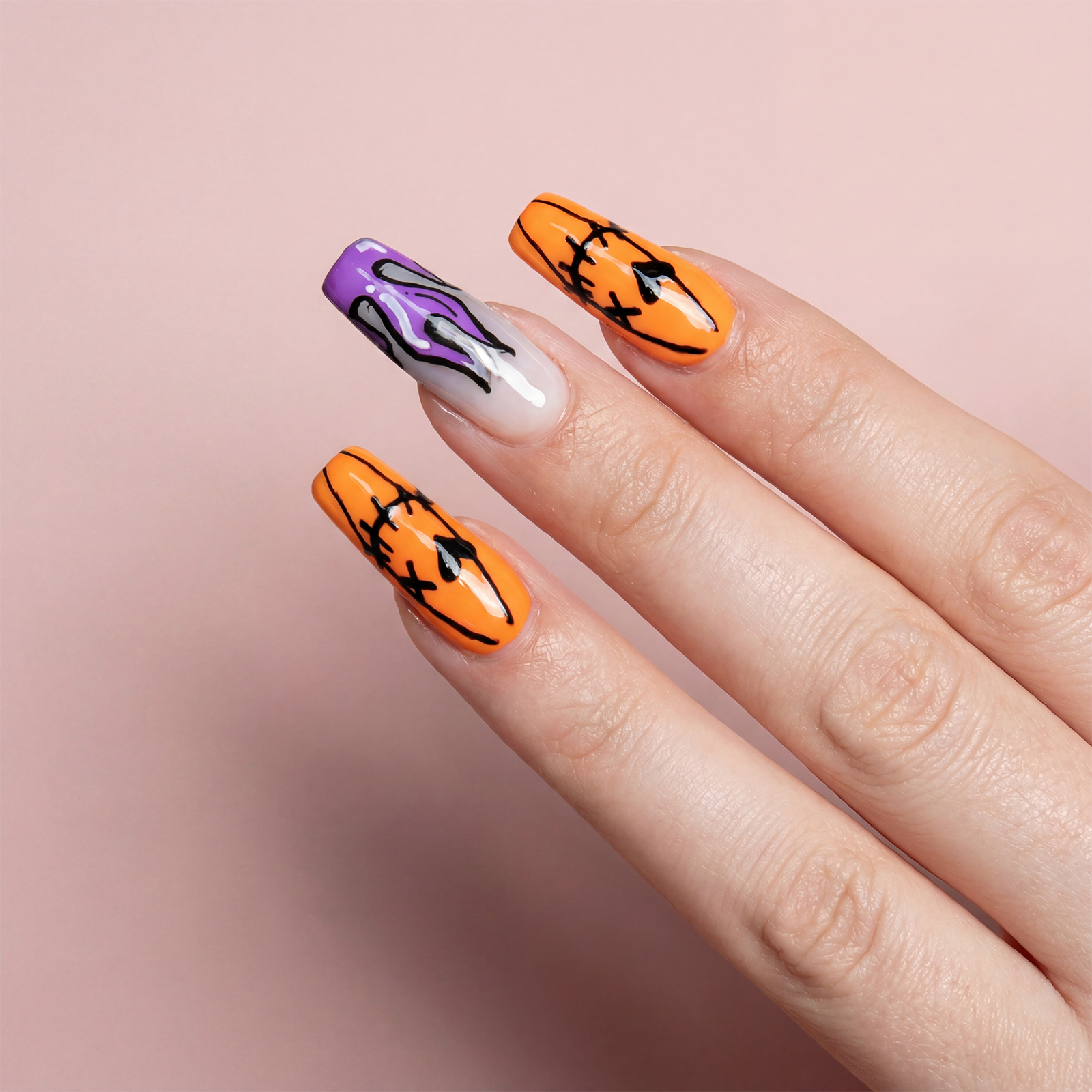 🎃 Halloween Flame Press-On Nails