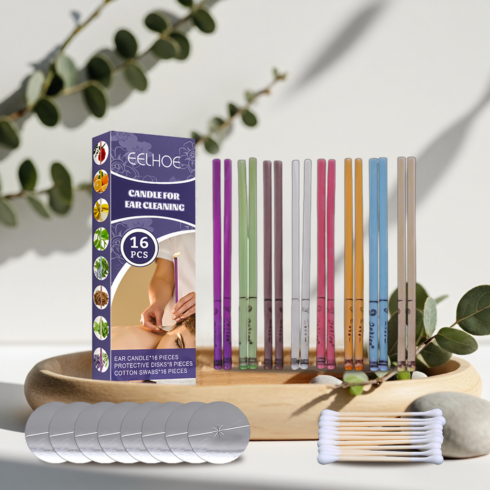 Natural Ear Candle Kit – 16pc Relaxing Aromatherapy Set for Gentle Ear Cleaning