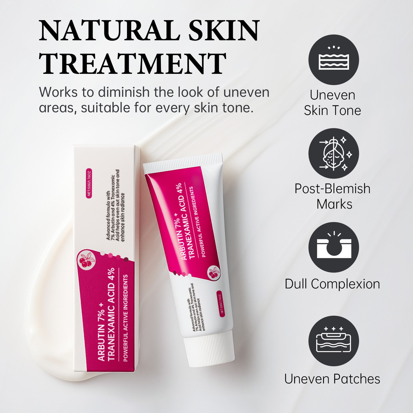 ROSEBLEM Brightening Treatment with 7% Arbutin & 4% Tranexamic Acid-50g