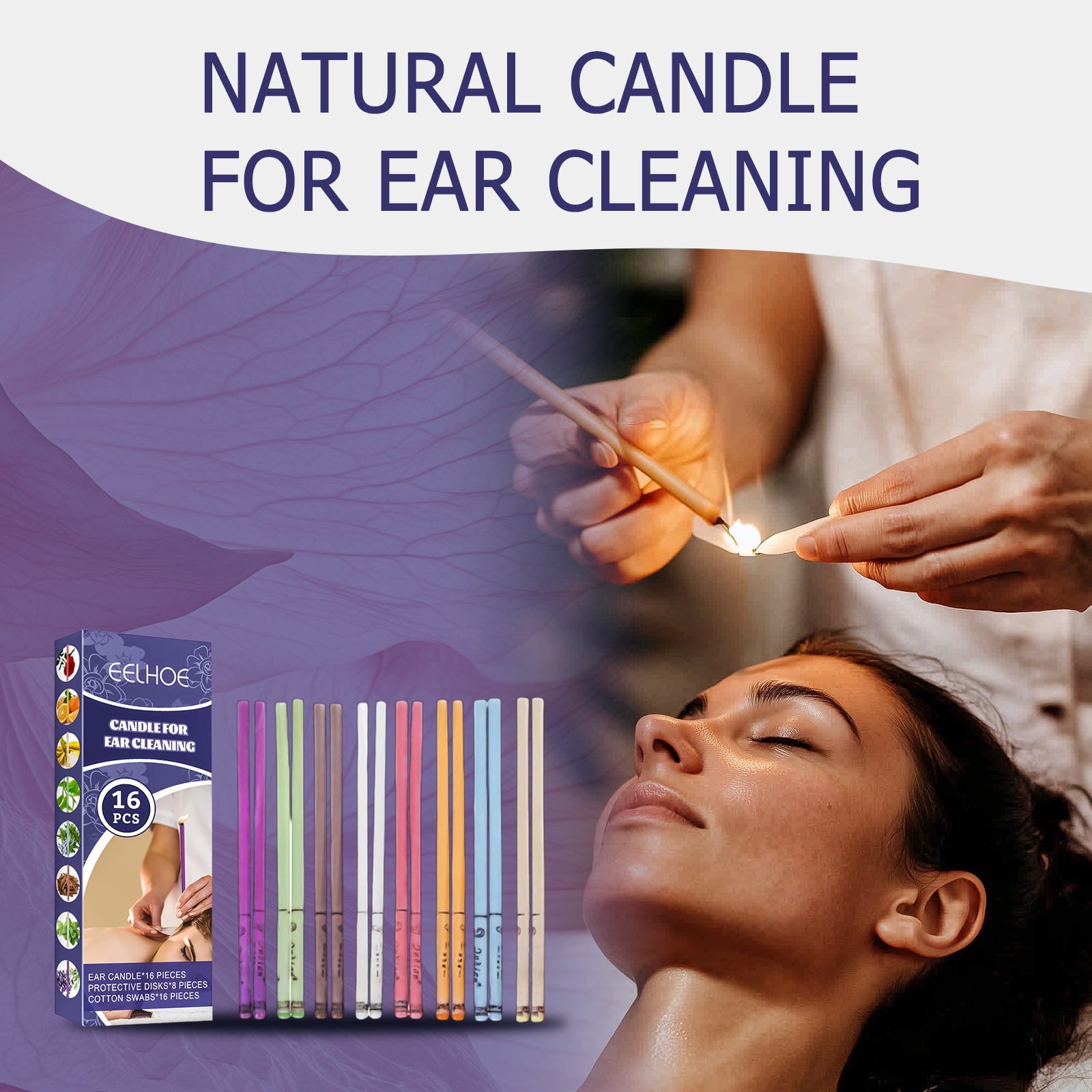 Natural Ear Candle Kit – 16pc Relaxing Aromatherapy Set for Gentle Ear Cleaning