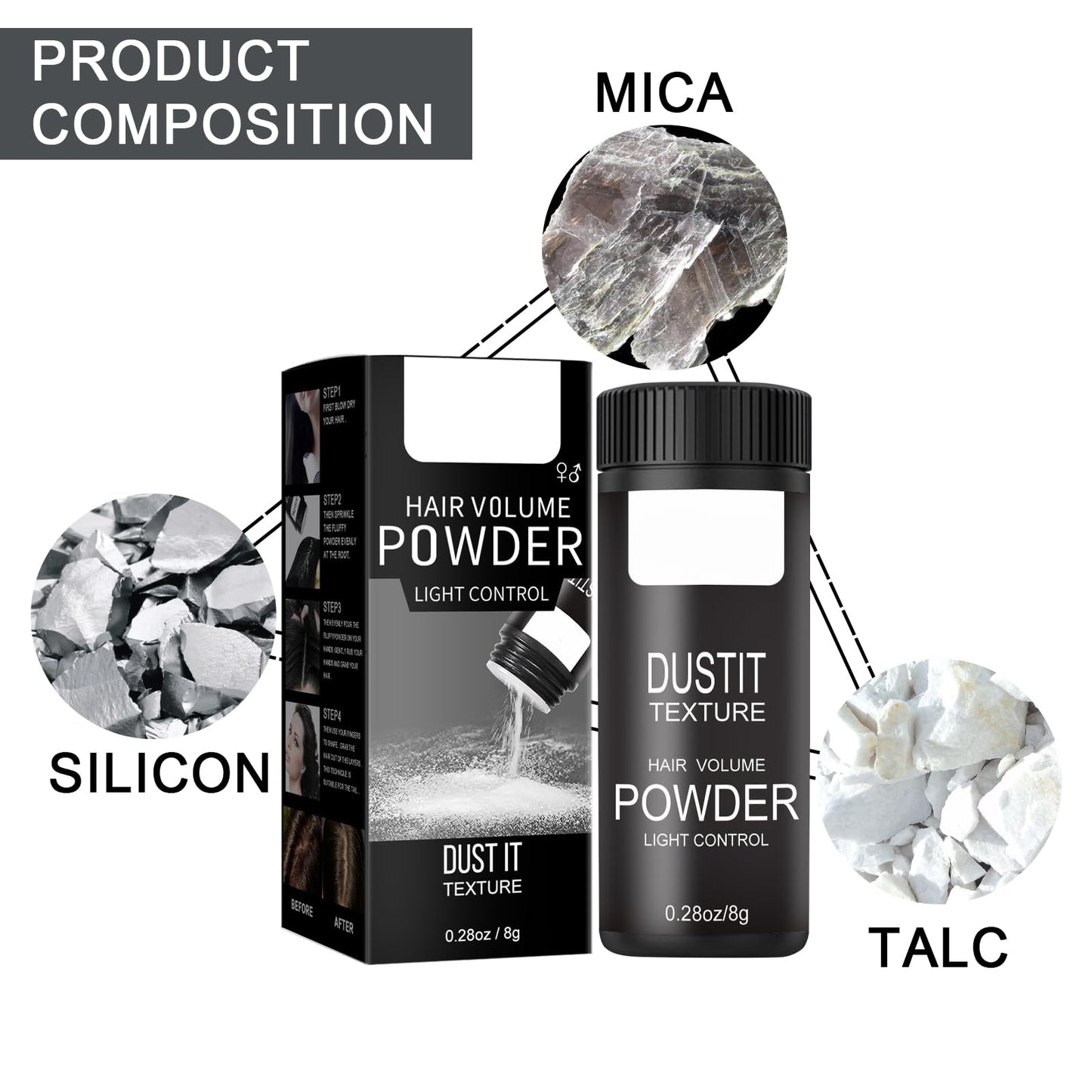 Hair Styling Powder, Texture Powder for Men Women, Matte Finish Texture Volume Powder for Soft Fluffy Hair All Day