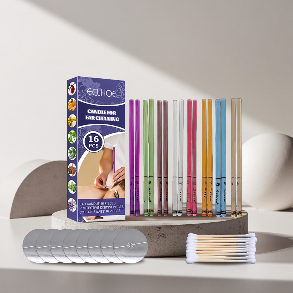 Natural Ear Candle Kit – 16pc Relaxing Aromatherapy Set for Gentle Ear Cleaning