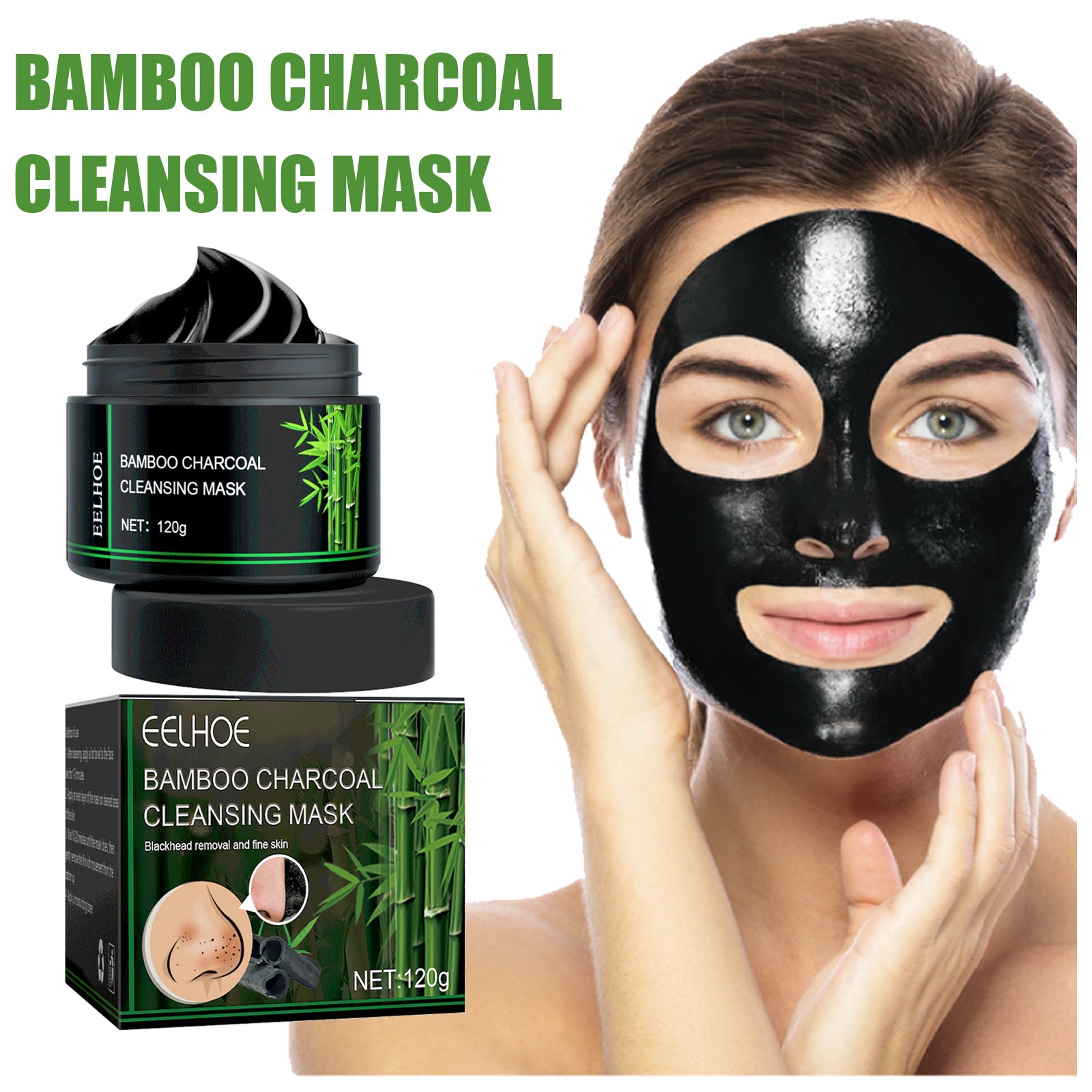 Bamboo Charcoal Cleansing Mask – Deep Pore Detox, Blackhead Removal & Oil Control-120g