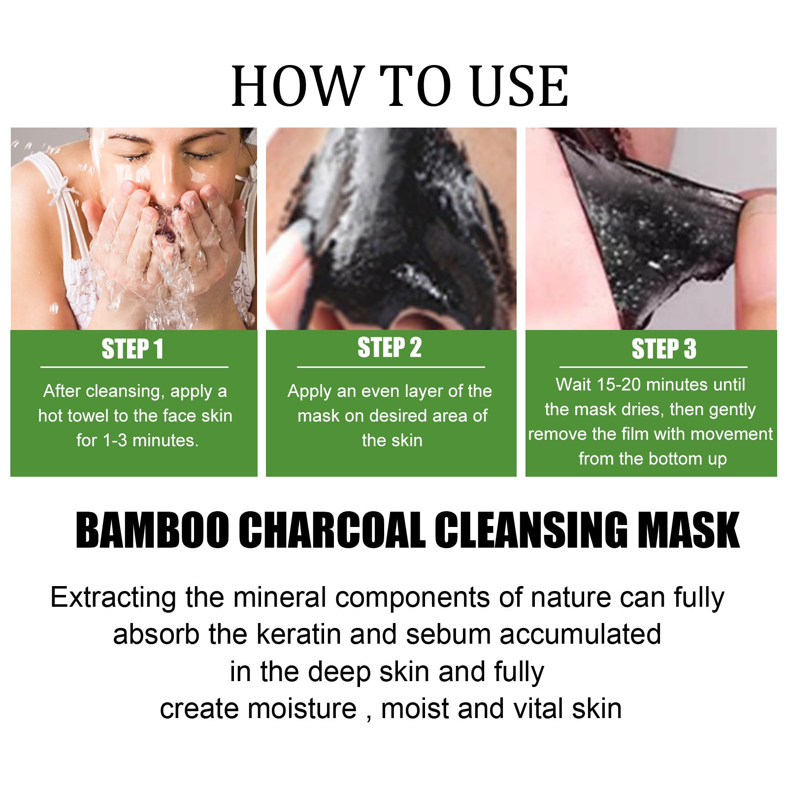 Bamboo Charcoal Cleansing Mask – Deep Pore Detox, Blackhead Removal & Oil Control-120g