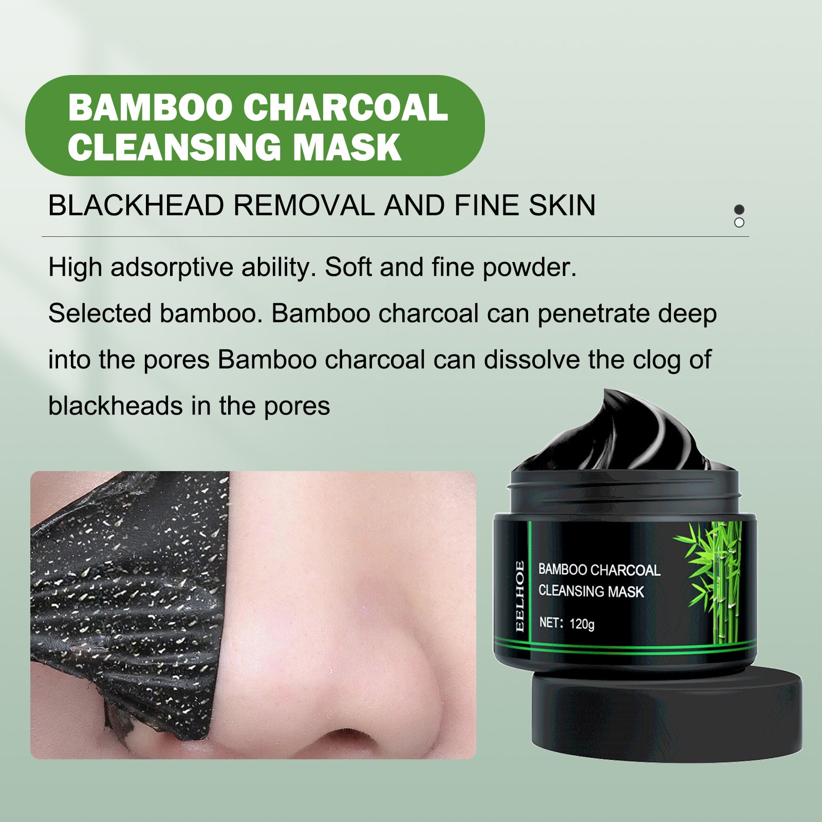 Bamboo Charcoal Cleansing Mask – Deep Pore Detox, Blackhead Removal & Oil Control-120g