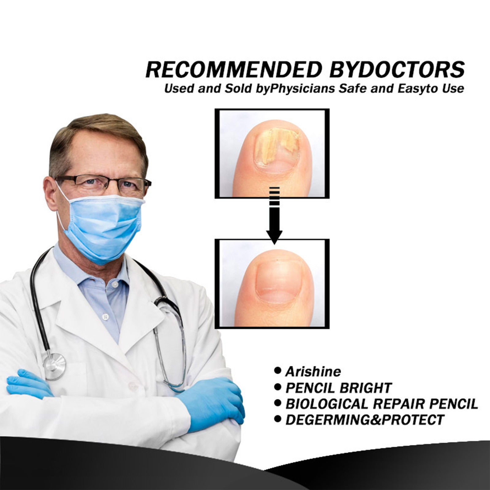 Arishine PENCIL BRIGHT: Doctor-Recommended Natural Nail Fungus Treatment with 5% Acetic Acid & Botanicals-30ml